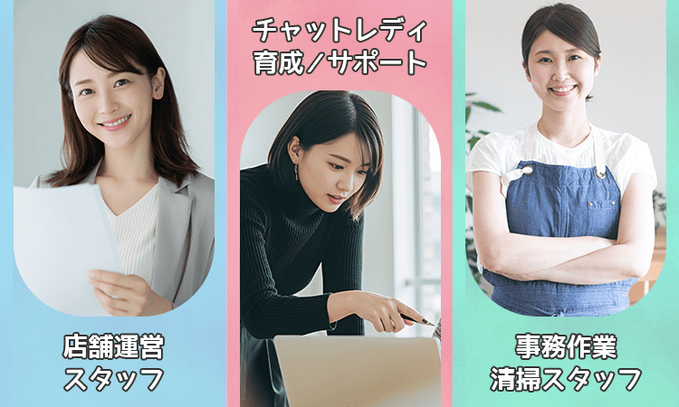 店舗運営スタッフ・チャットレディ育成／サポート・事務作業清掃スタッフ