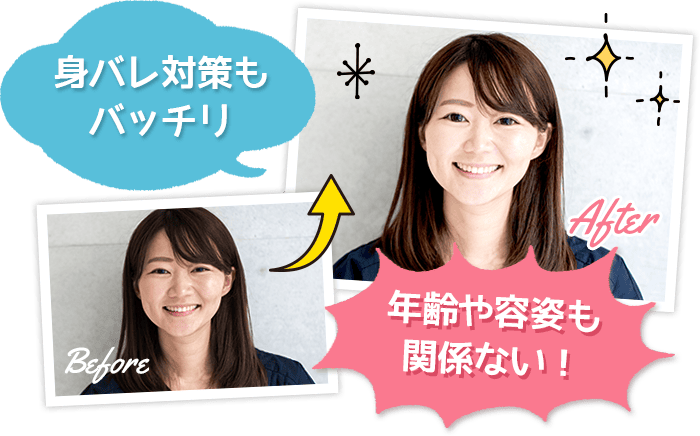 身バレ対策もバッチリ/年齢や容姿も関係ない！