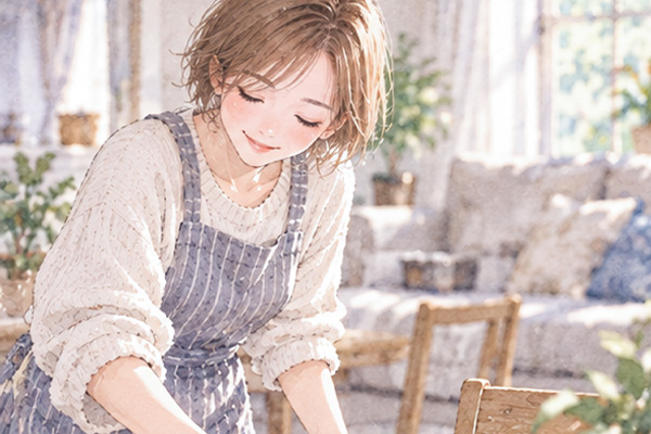 朝の家事をするなつきさん