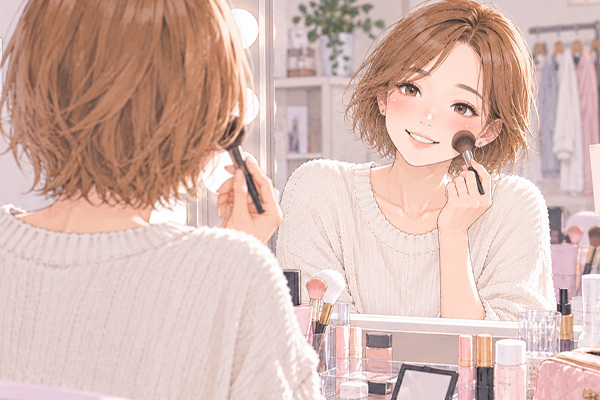 メイクや衣装の準備をするなつきさん