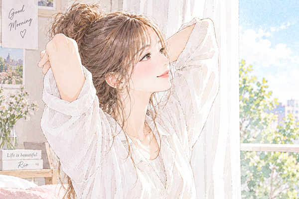 休日の朝をゆっくり過ごすりおさん