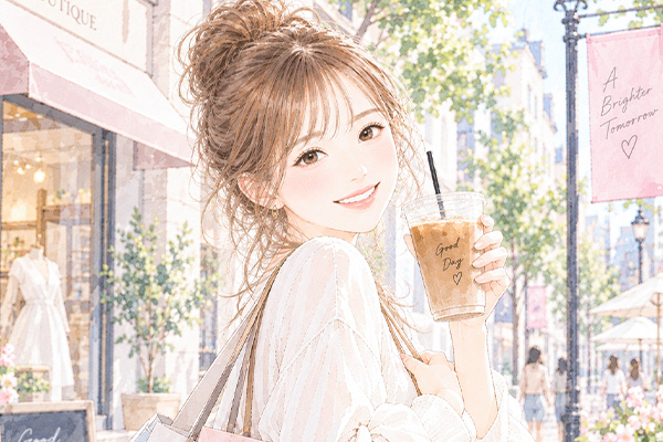 カフェやショッピングを楽しむりおさん