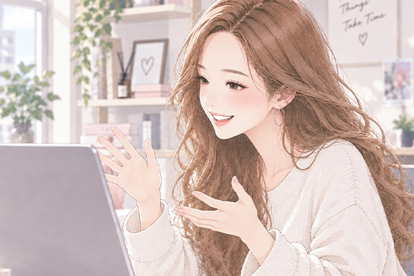 チャットを再開するゆいさん